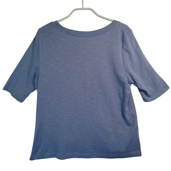J Jill Tee Shirt Pima Scoop Neck Elbow Sleeve Blue Womens Small - Picture 10 of 11
